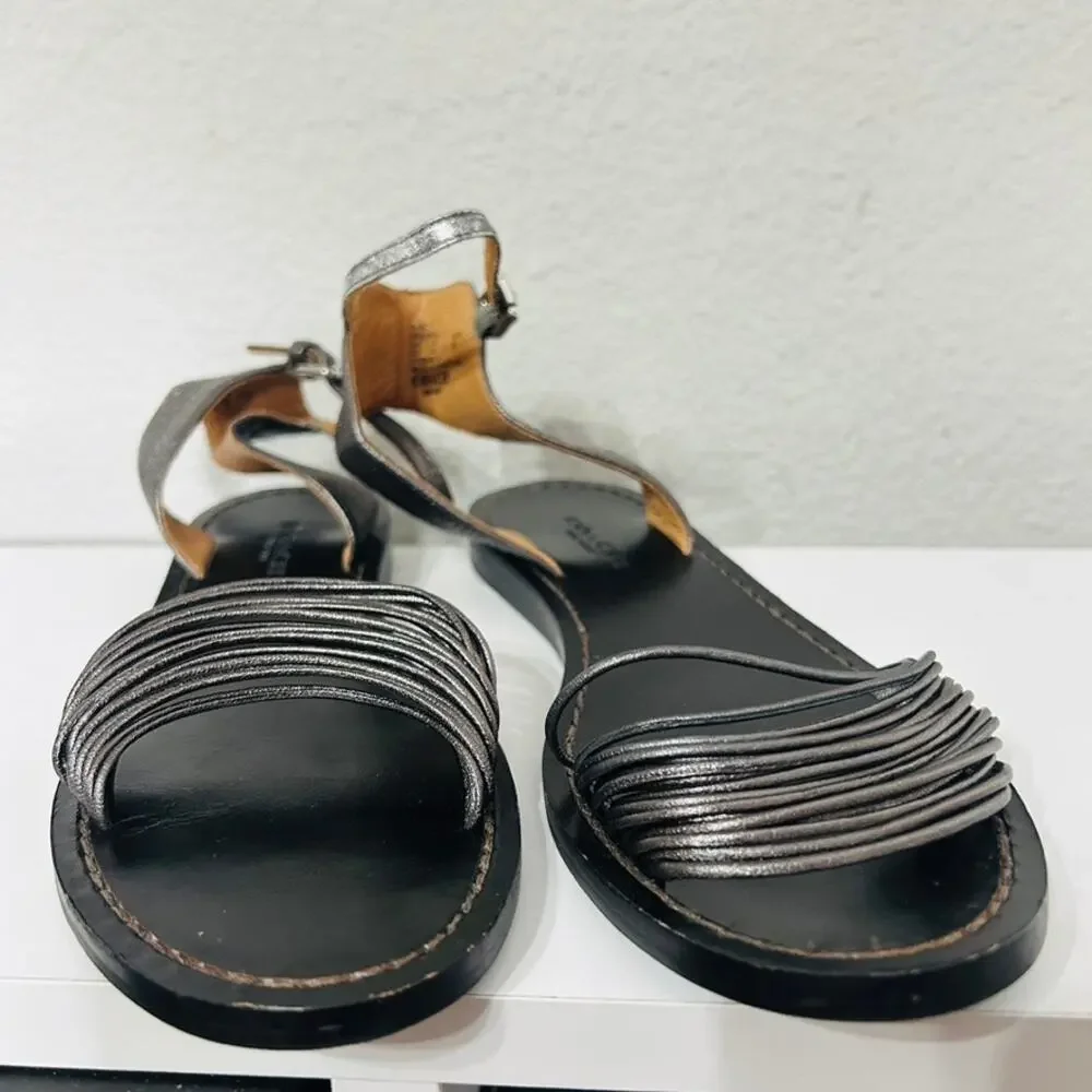 Coach Melynda Pewter Leather Cage Strappy Gladiator Adjacent Sandals Size 6 - Picture 5 of 11